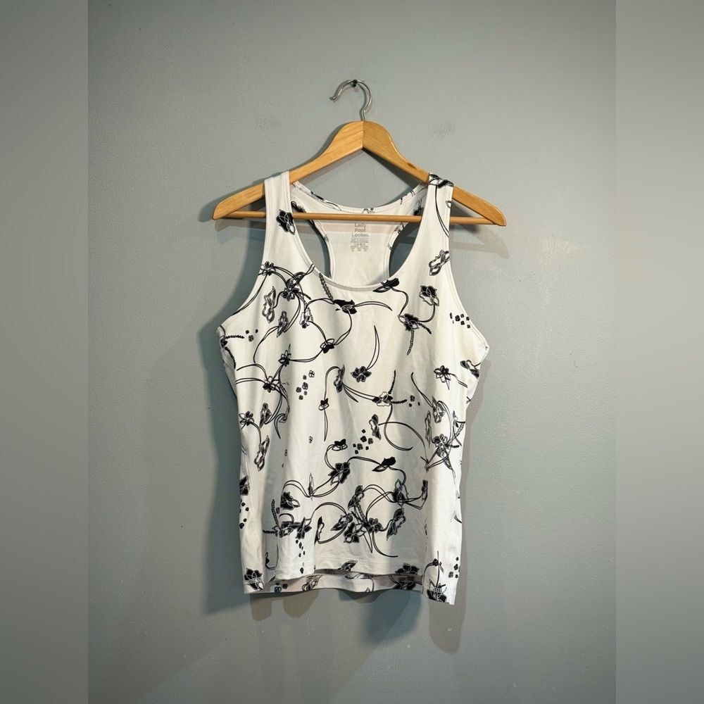 White Lady Foot Locker Floral Racerback Athletic Tank Size XL EUC - Picture 3 of 5